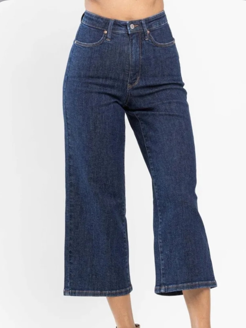 Judy Blue Crop Wide Leg Jeans High Waist Stretch Size 15/32 JB88716